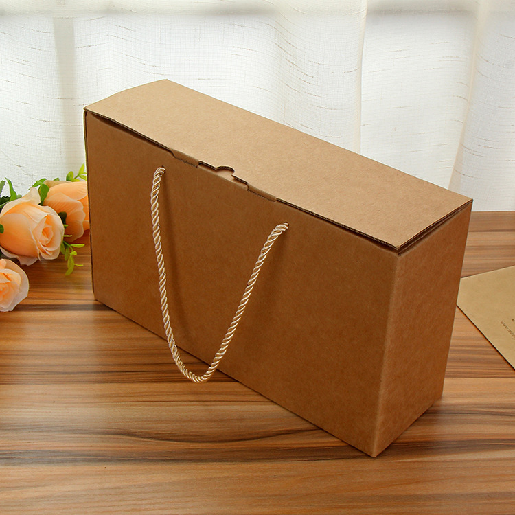 复古牛皮本色瓦楞礼盒高硬度手提送礼礼盒可折叠纯色纸盒批发