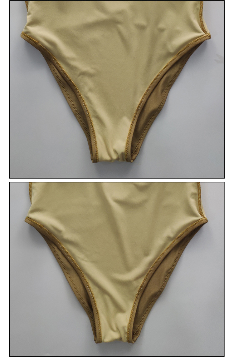 金色珠光面料三角性感小胸聚拢泳装2019新款遮肚连体显瘦游泳衣