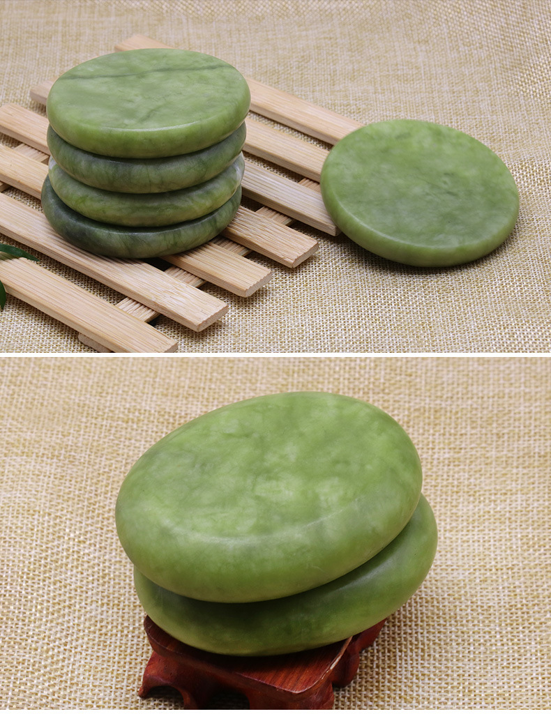 橄榄玉8*8 spa 6*8能量石天然按摩玉石火山能量石釉玉庐山玉绿玉