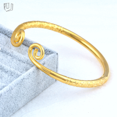 越南沙金浮雕紧箍咒手镯 欧币金仿黄金开口镯子 紧箍咒手镯男女款