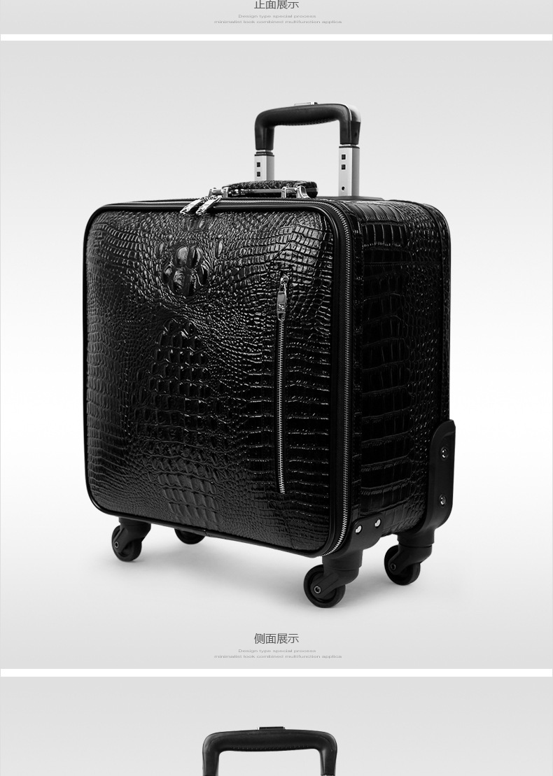 供应 箱包厂**拉杆箱万向轮旅行箱鳄鱼纹牛皮行李箱一件代发