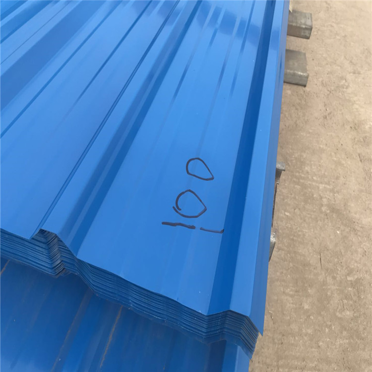 屋顶防雨防雪蓝色铁皮彩钢瓦840型波浪纹彩涂板市政工程用围挡