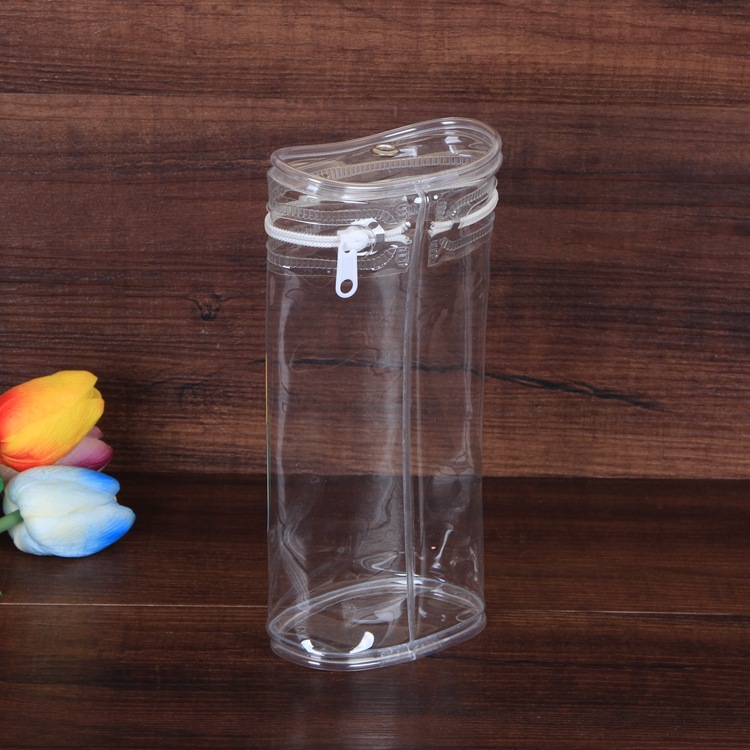 厂家透明pvc圆筒拉链笔袋定做pvc软胶骨袋圆桶热压玩具包装袋子