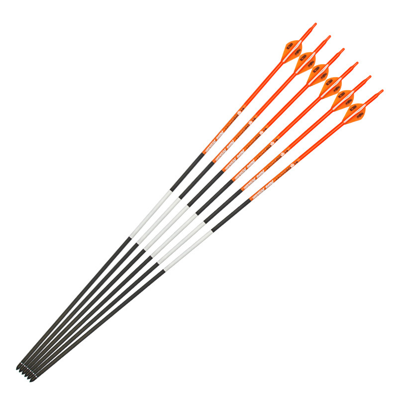 血线碳素箭6支装扰度400纯碳箭复合弓碳箭布拉泽弓箭射箭厂家直销