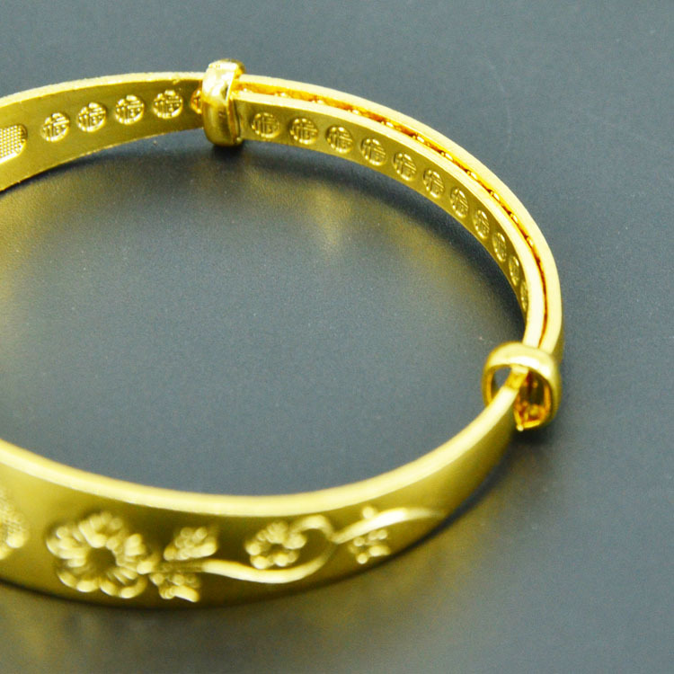 爆款手镯24k镀金越南沙金12n纯黄铜手镯女推拉仿黄金手饰厂家