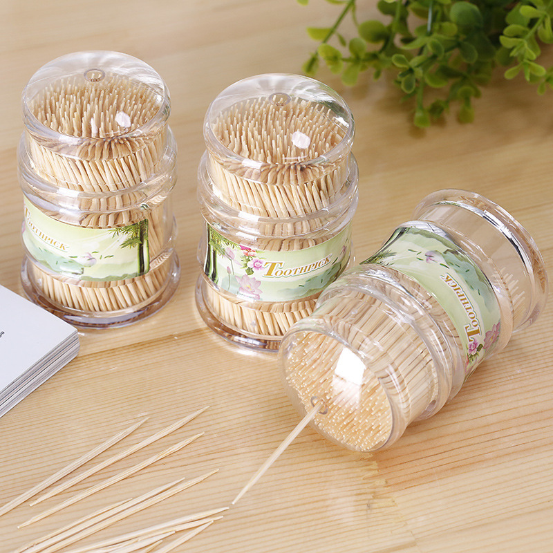 Korean Creative Pagoda Natural Environmental Protection Bamboo Toothpick Bamboo Toothpick Boxed Portable Transparent Tube Wholesale