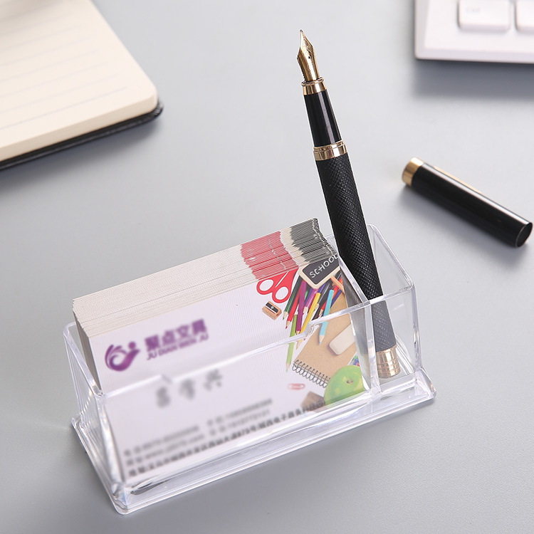 Gathering Point Stationery Acrylic Desktop Name Card Pedestal Transparent Desktop Business Card Case Storage Box Men and Women Business Business Card Holder