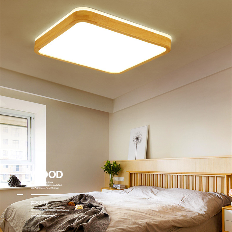 Nordic round Lamp in the Living Room Simple Modern Led Tmall Genie Xiaoai Bedroom Light Dining-Room Lamp Solid Wood Lamp 1218