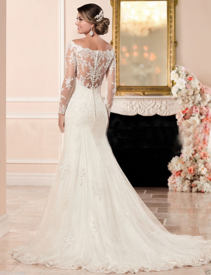 婚纱礼服2018新款性感鱼尾婚纱双肩v领水溶蕾丝婚纱鱼尾拖尾婚纱