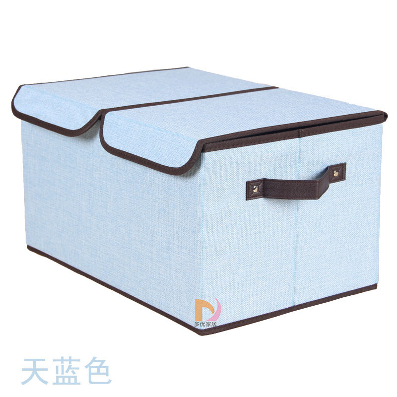 Household Clothes Storage Box Cotton and Linen Fabric Double Cover Clothing Storage Box Large Folding Storage Box Cross-Border