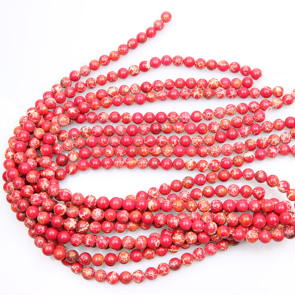 毫米红色帝皇石宝石圆形散珠水晶能量石材愈合力量的珠宝制作批发