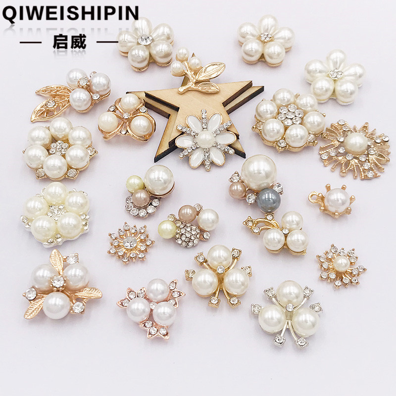 Large Collection Handmade Headwear Hair Accessories Barrettes Diy Material Rhinestone Pearl Flower Plate Buckle Alloy Decoration Accessories