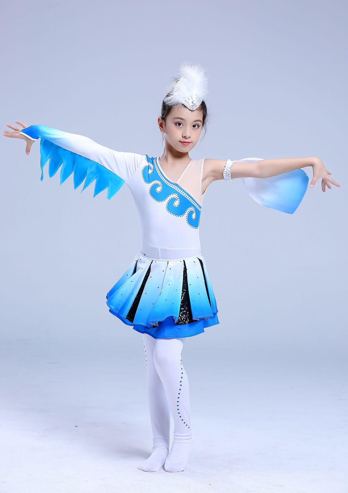 荷花少年海燕舞蹈儿童演出服女童群舞海鸥小鸟翅膀飞翔表演服装