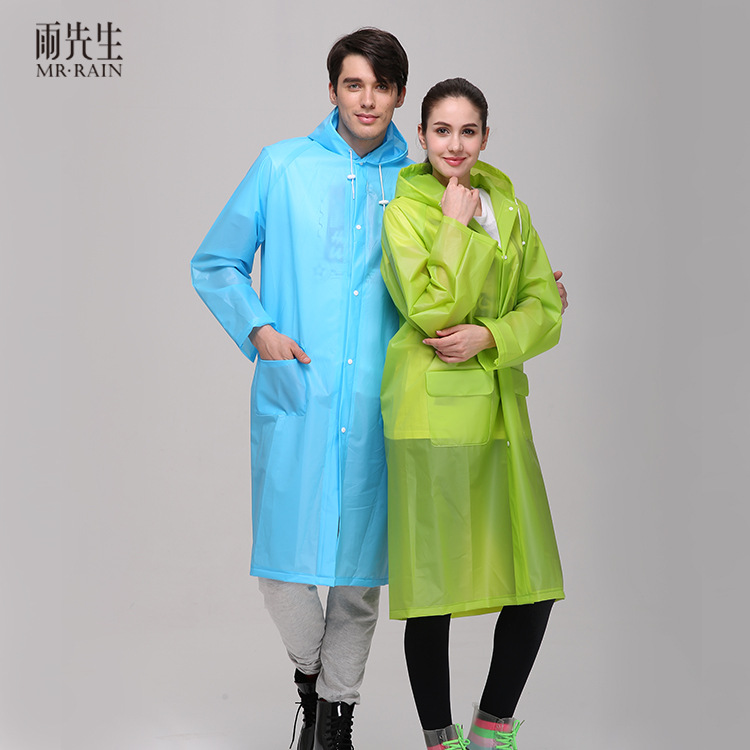 Mr. Yu Factory Supply Thickened Eva Outdoor Adult Raincoat One-Piece Raincoat Hiking Poncho Rain Gear Wholesale