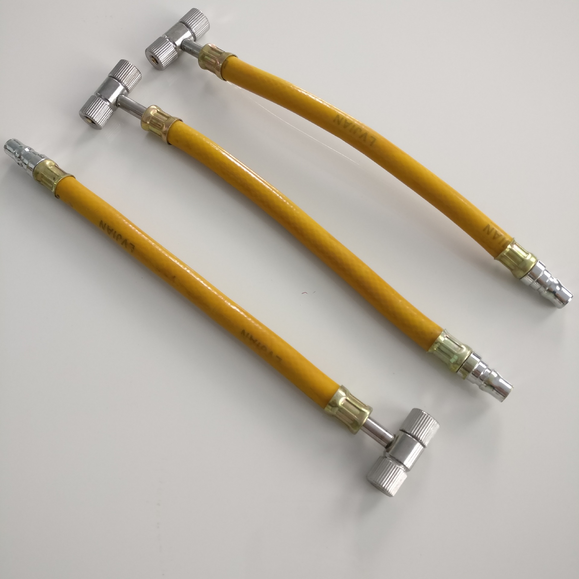 汽车多用打气嘴接头自行车轮胎两用快速充气嘴黄软管电动车充气嘴