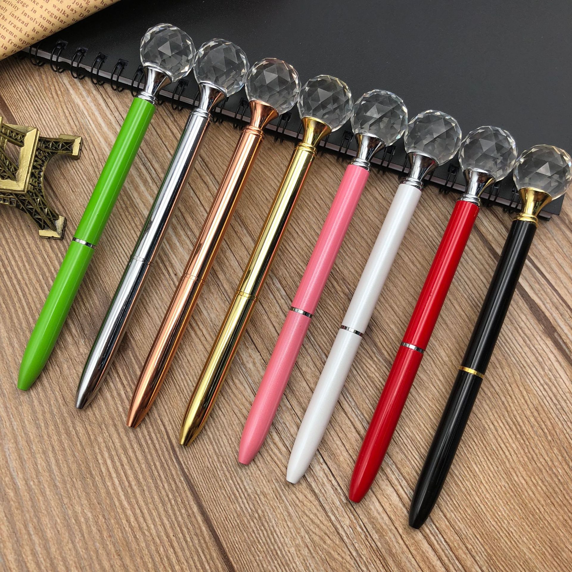 2018跨境专卖新款大钻笔钻石笔水钻笔广告笔礼品笔定制金属笔圆珠