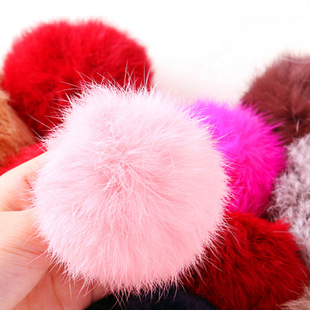 现货混批7cm兔皮毛球diy皮草饰品挂件箱包鞋帽辅料粉色高弹毛毛球