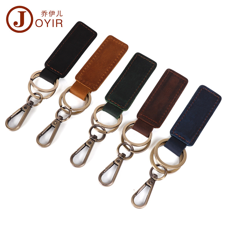 Original Cool Handmade Genuine Leather Keychain Vintage Cowhide Car Key Ring Little Creative Gifts Crafts