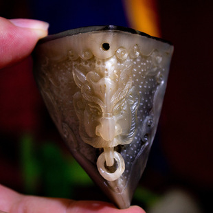 角骨三角甲文玩兽面龙王钟馗女项链男吊坠挂件项链护身符 个性复