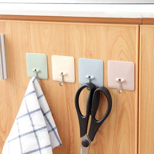 创意免钉无痕粘贴挂钩方形厨房墙壁强力挂钩浴室门后玻璃挂钩批发