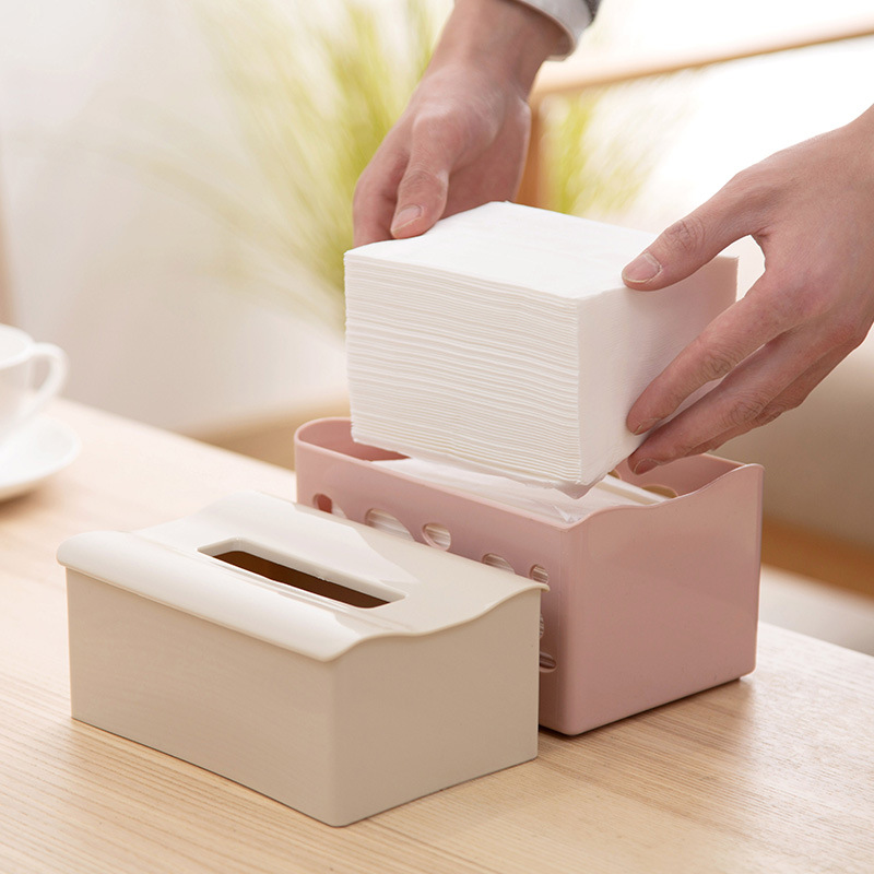 Plastic Lifting Tissue Box Household Paper Extraction Box Creative Living Room Desktop Napkin Storage Box Tissue Box 0652