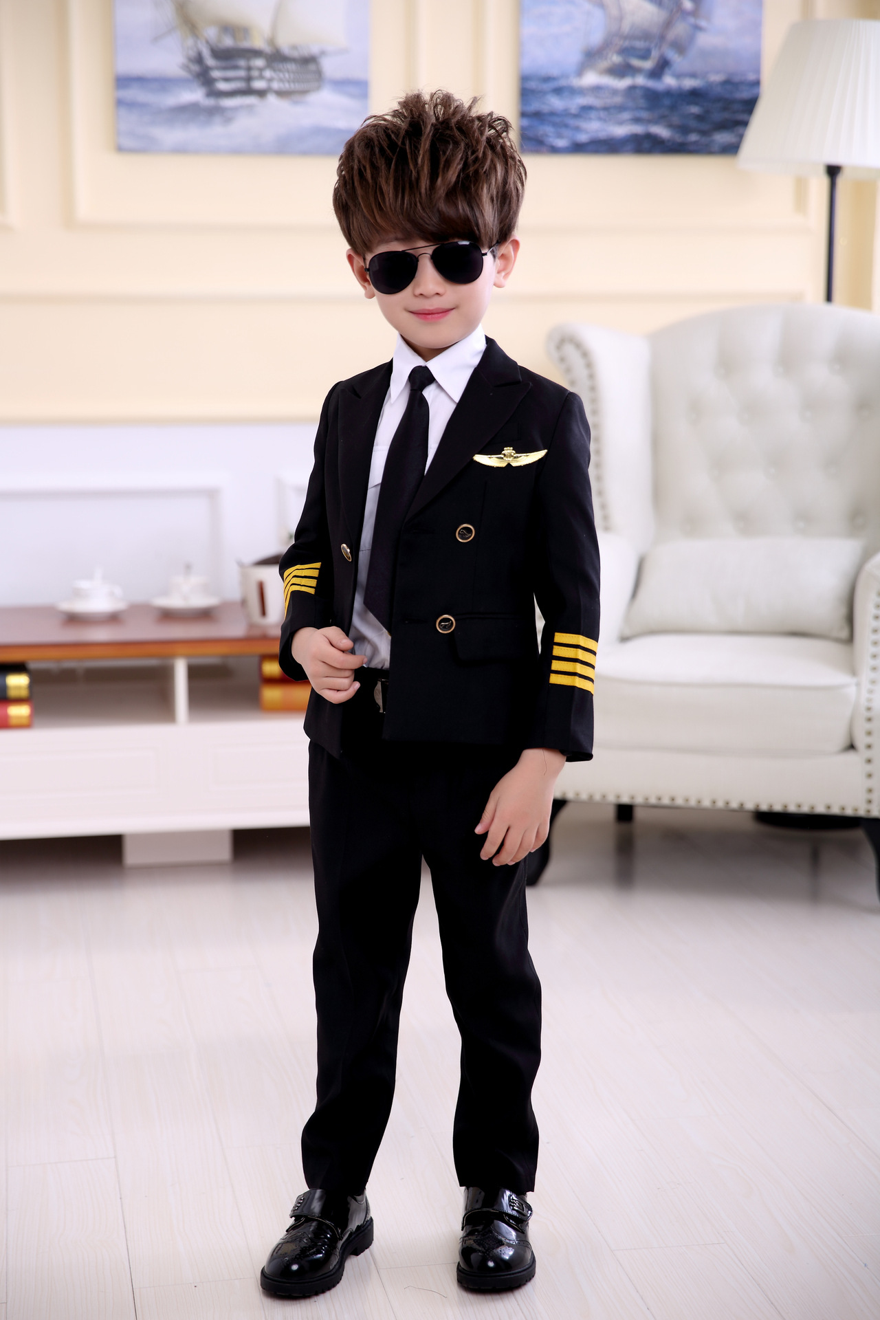 少年机长服装空少空姐空哥飞行员空制服儿童西装礼服六一演出服