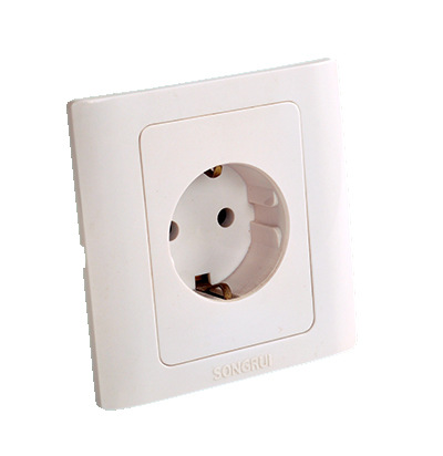 雅威大面板欧标插座schuko/ 86型德标插座 单联地插