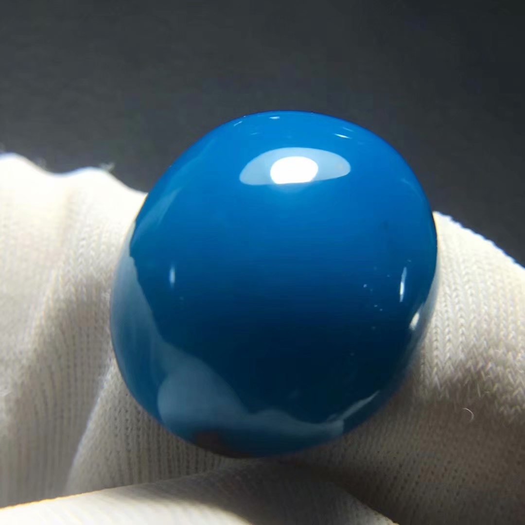 原矿高瓷蓝秦古料瓷釉级绿松石精品蛋面 湖北天然无优化戒指戒面