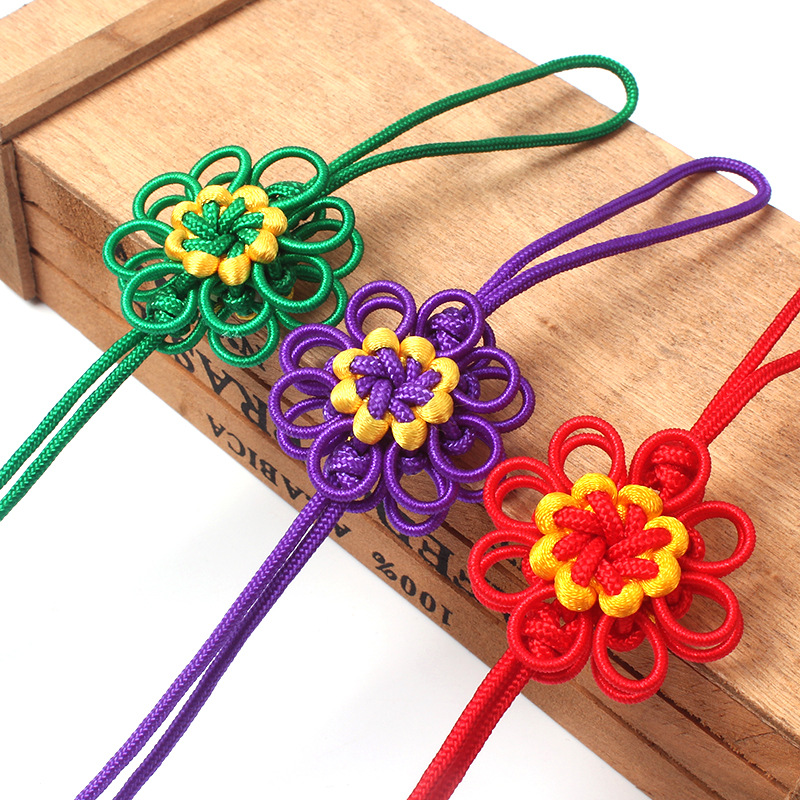 手工编织菊花结中国结挂件配件 双层太阳花中国结挂绳配饰半成品