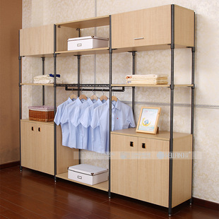 卧室组合衣橱衣柜 钢木结构多功能家用时尚家具 层板衣柜自选配件