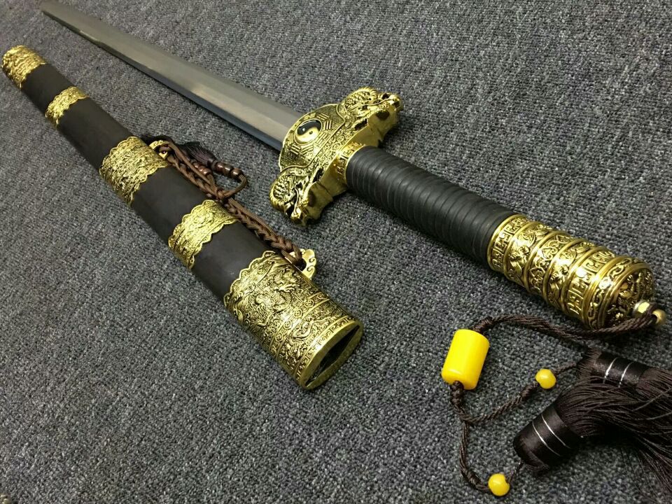 中山剑铺龙泉宝剑神龙剑乌木花纹钢八卦剑厂家直销一件代发未开刃