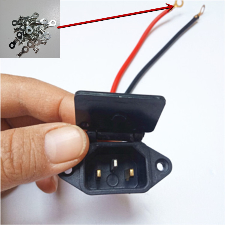 电动车锂电池t型公母插头插件充电口链接线t形两孔全铜组装通用批