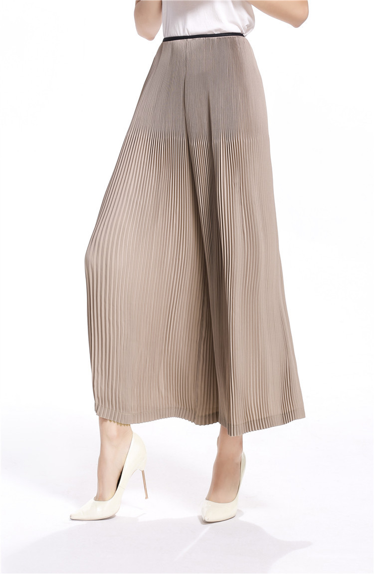 k1712032嘉柠原创三宅欧美牙签褶时尚阔腿休闲裤2018春季百搭女裤