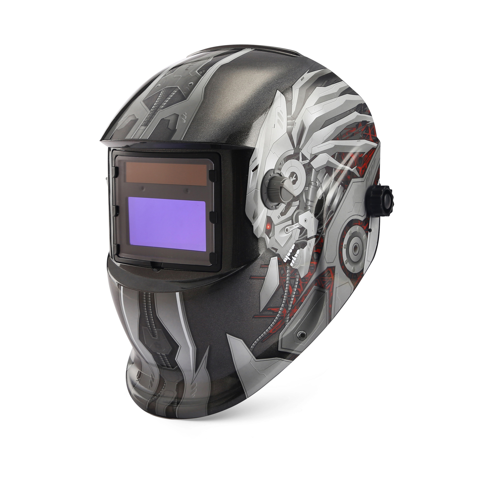 厂家直销可定制自动变光太阳能头戴式焊工专用面罩机械战士头盔