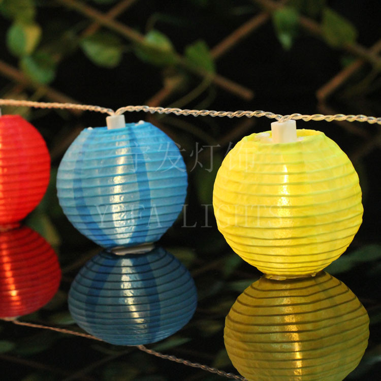布灯笼7.5cm 四彩红色绿色蓝色 透明线 10led电池灯串 节日用品