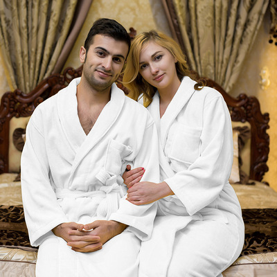 天奕 纯棉浴袍毛巾料酒店浴衣男女情侣春夏中厚全棉和服割绒睡袍