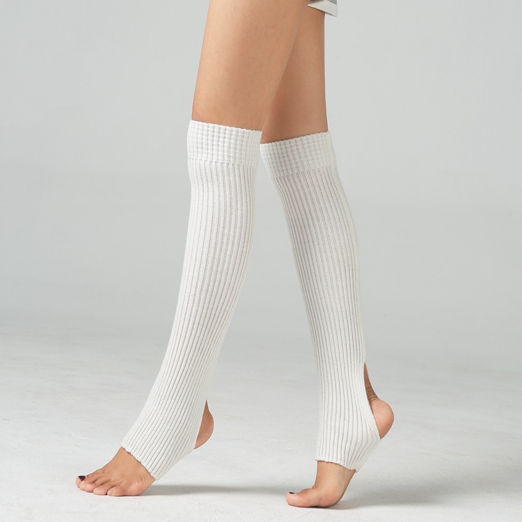 成人儿童芭蕾舞蹈袜毛线瑜伽保暖拉丁护腿踩脚袜过膝运动袜套55cm