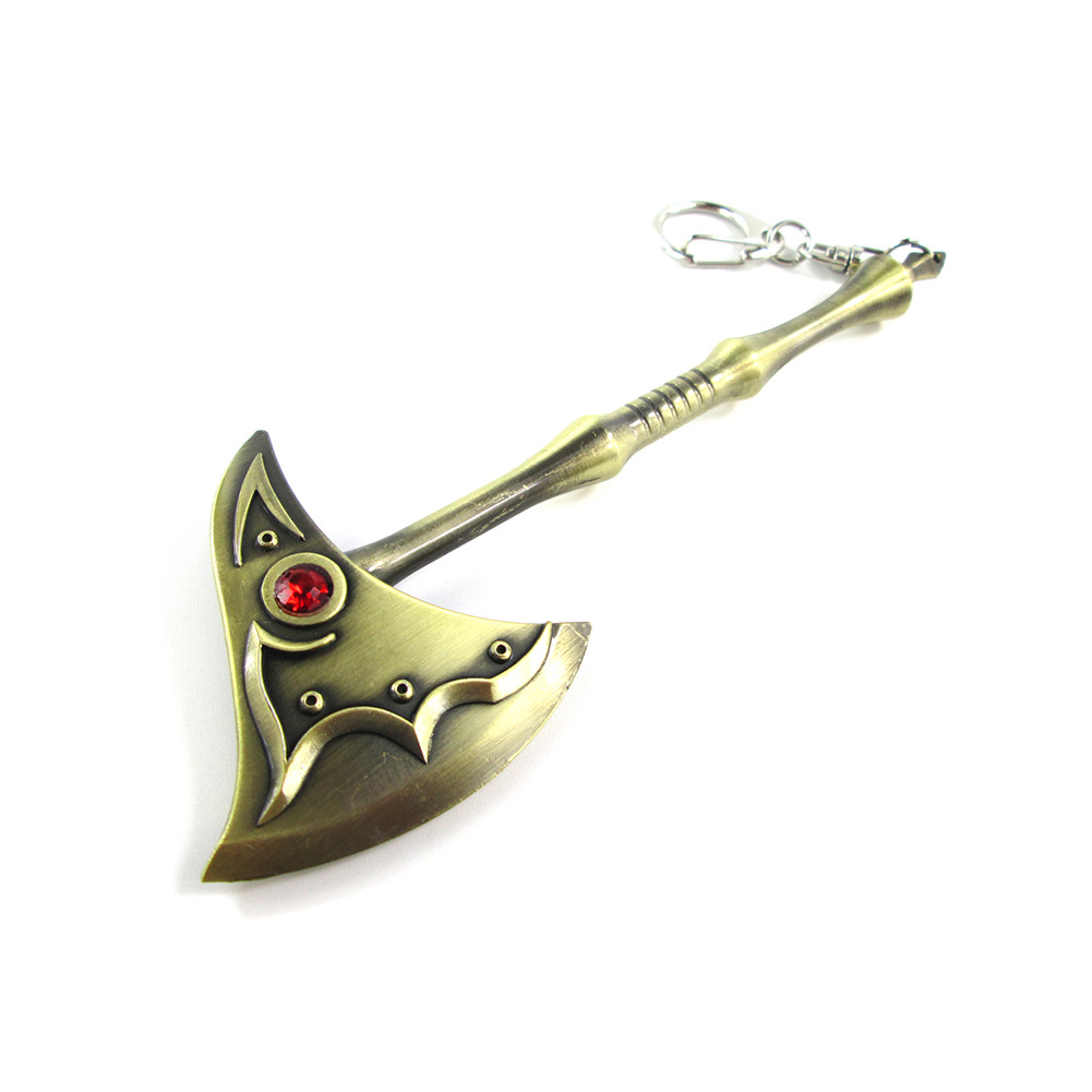 沙漠死神 恐惧骑士 内瑟斯 狗头 斧子 武器模型 钥匙扣挂饰吊坠