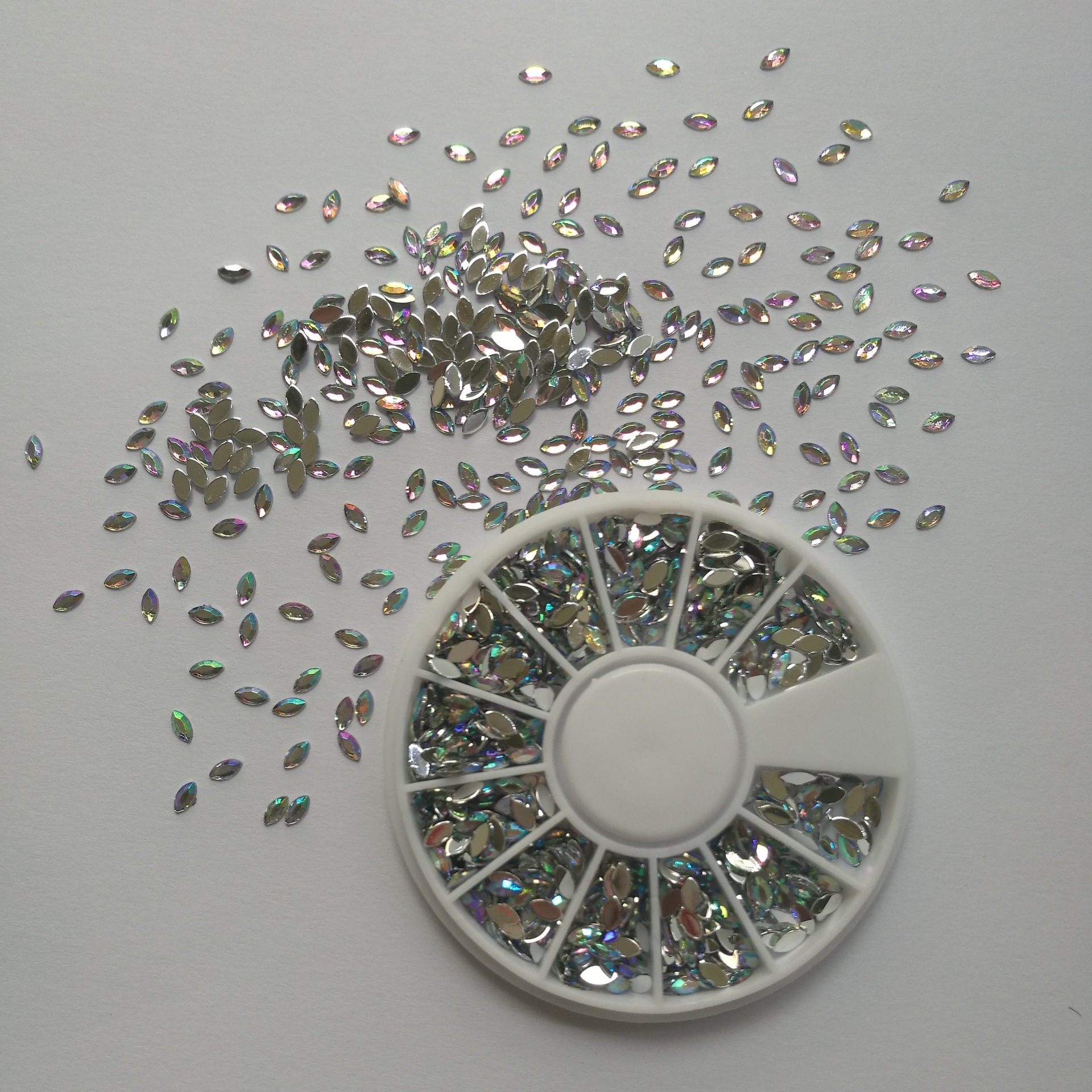 跨境专供日系ab幻彩平底钻美甲钻 马眼指甲亮片 diy爆款美甲饰品