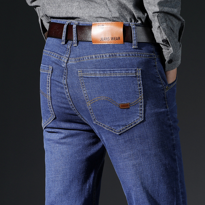 一件代发男式商务休闲牛仔裤男士弹力修身弹力直筒长裤子时尚男装