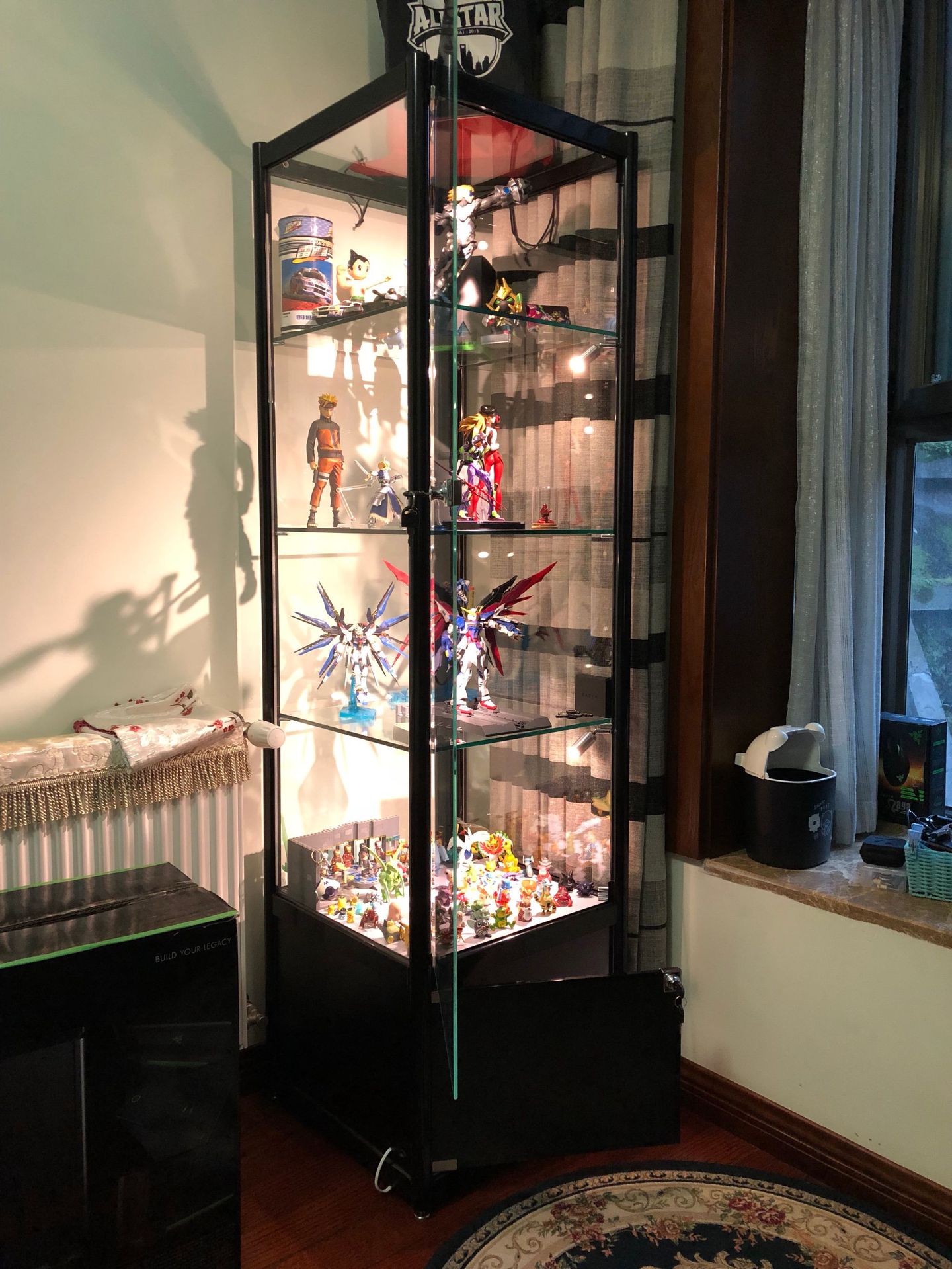 玻璃展示柜 透明 商用小型 带锁 美容院产品展示柜 方柜 黑色