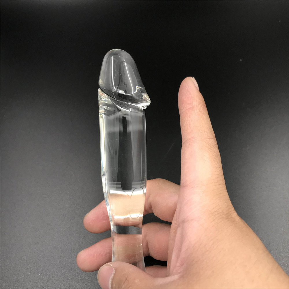 zcz圆润光滑水晶阳具女用按摩棒后庭玻璃自慰器一见倾心情趣用品