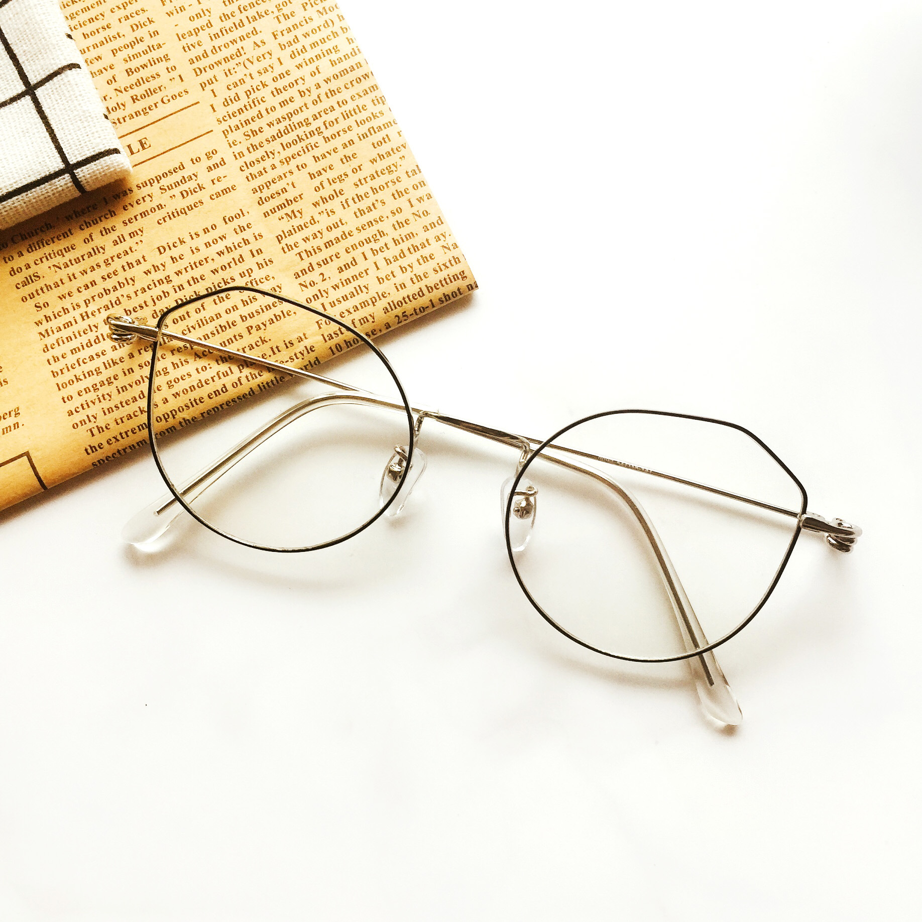 韩版金属不规则多边形光学眼镜框平光镜男女可配近视眼镜架0092