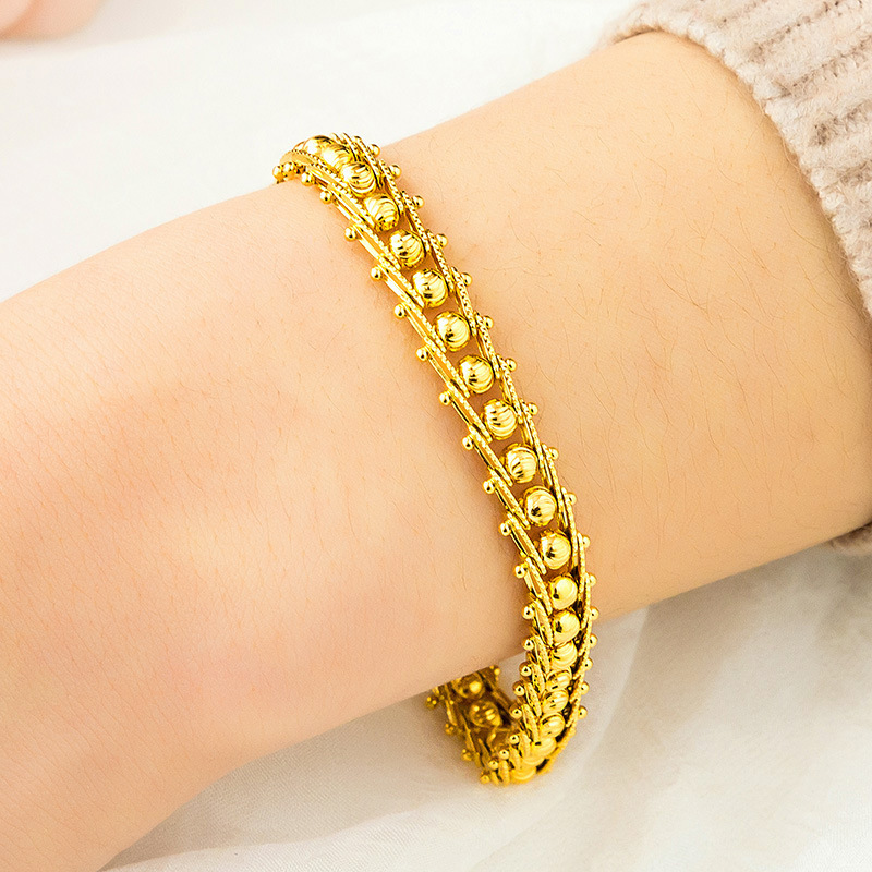 镀金女款时尚个性鱼骨手链 火熔金女士饰品批发 久不褪色