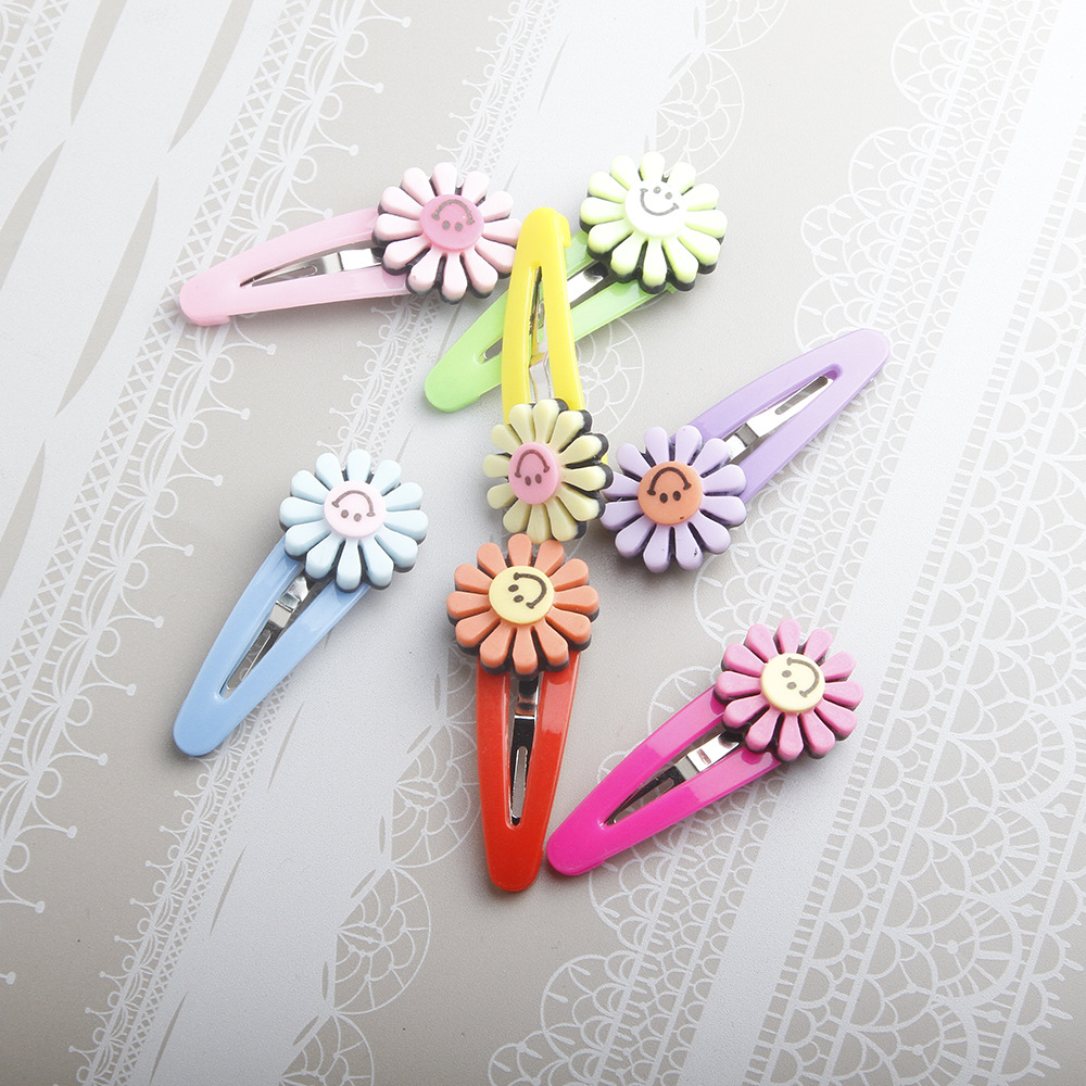 儿童发夹bb夹 卡通太阳花笑脸小女孩发饰卡子 儿童节礼物彩色发卡