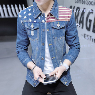 牛仔衣男2018秋季新款韩版休闲男式破洞牛仔褂青年帅气男装外套