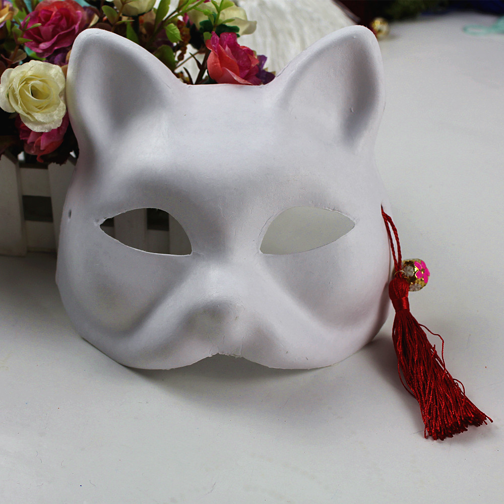30g舞会白色手绘面具diy环保纸浆纸质脸谱面具狐狸猫面具