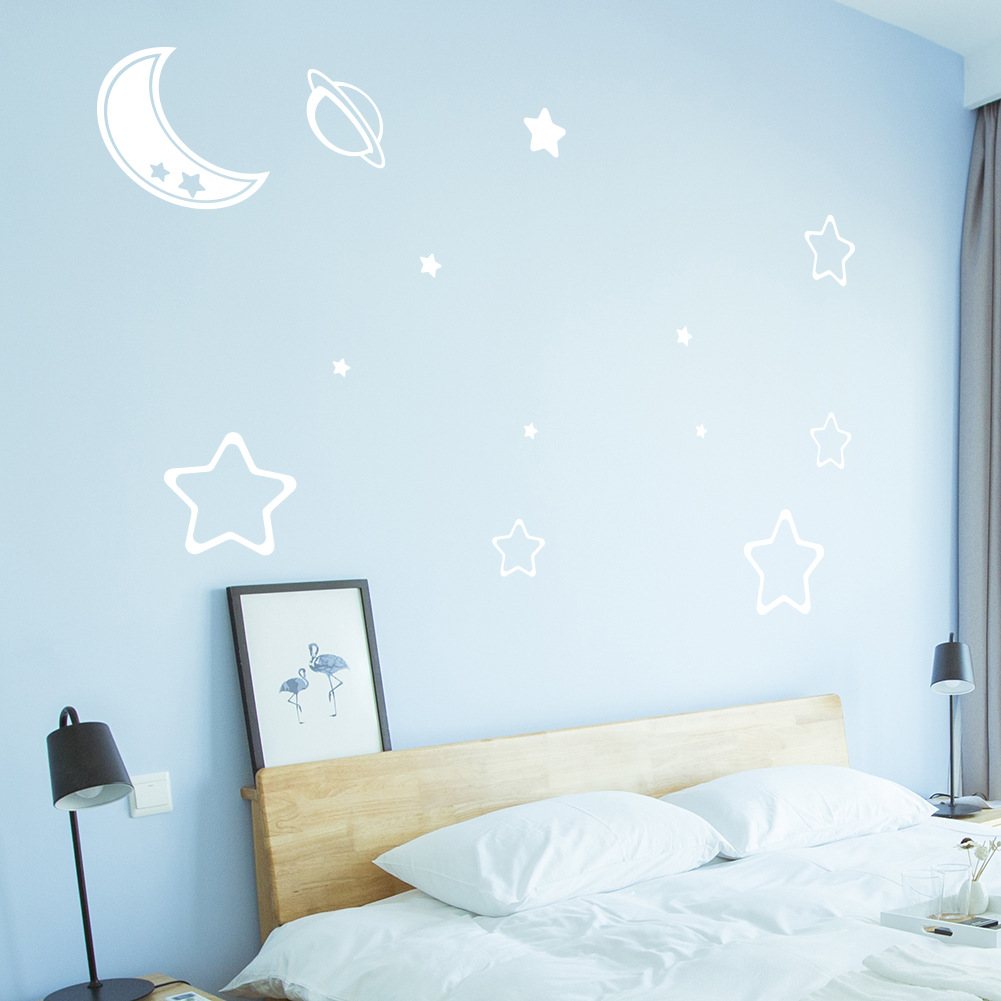 精雕创意星星月亮墙贴 儿童房幼儿园天花板卧室背景装饰贴画yw317