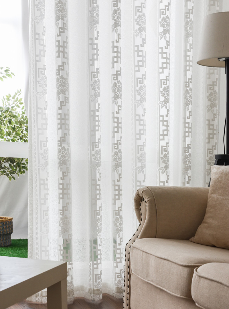 半遮光厚窗纱古典窗帘厂家直销中现代式窗纱白色客厅书房阳台餐厅