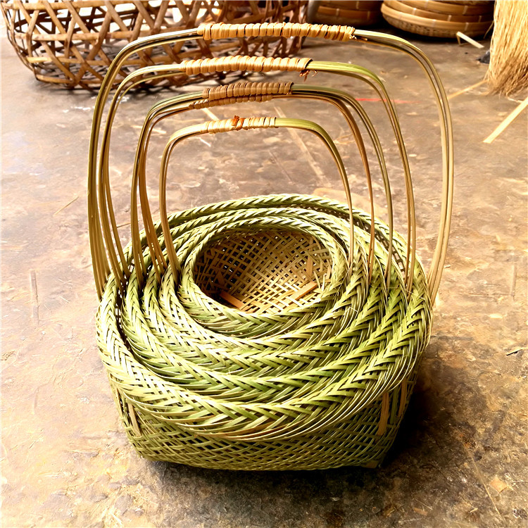 竹编小提篮 民间手艺编织制品 水果篮 花篮 竹篮竹筐定做生产